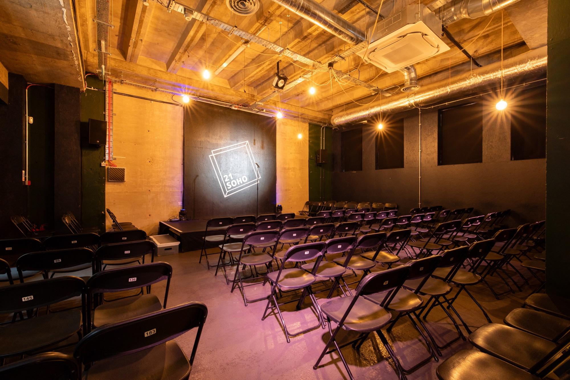 The Main Room at 21Soho laid out for a show