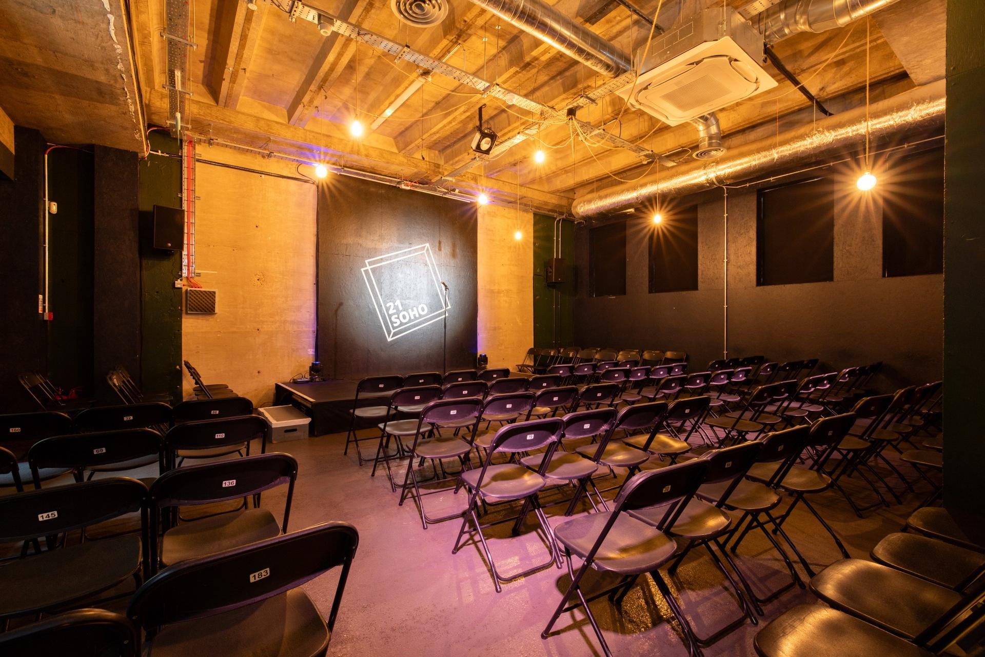 The Main Room at 21Soho laid out for a show