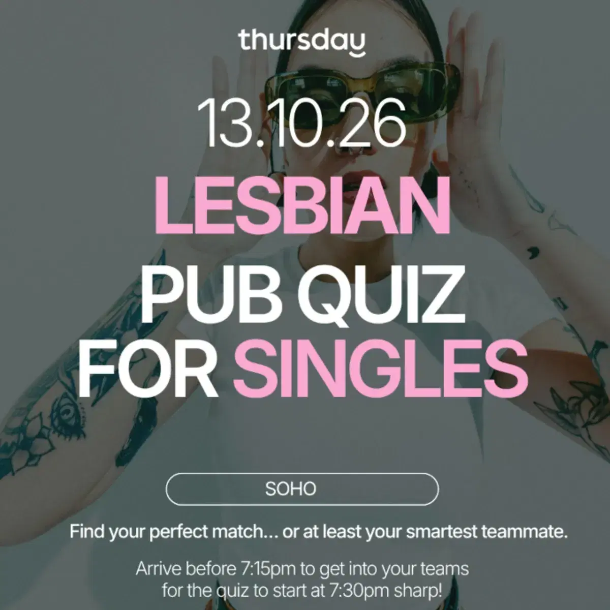 Tuesday | Lesbian Singles Pub Quiz | Soho — event artwork