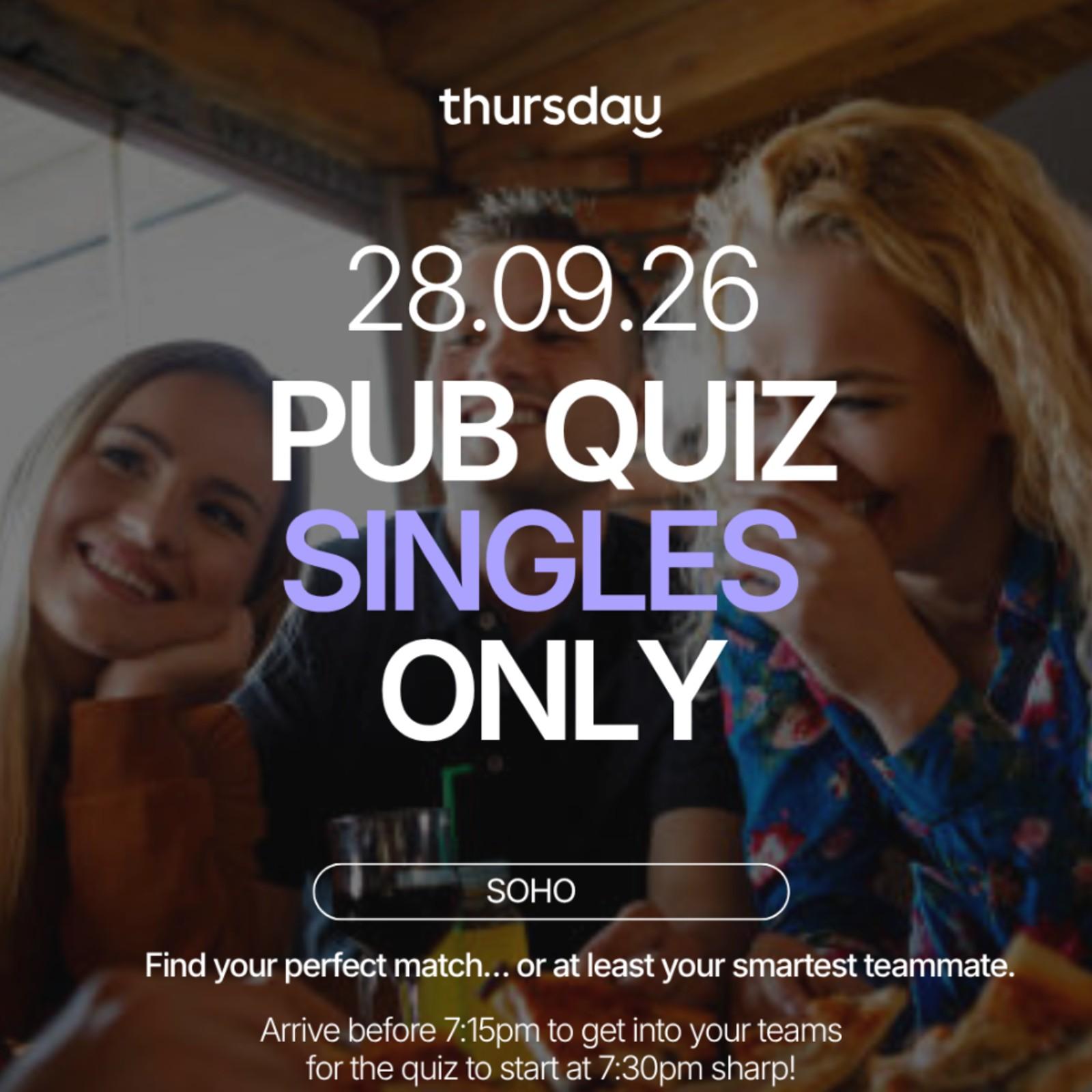 Monday | Singles Pub Quiz Night | Soho — event artwork