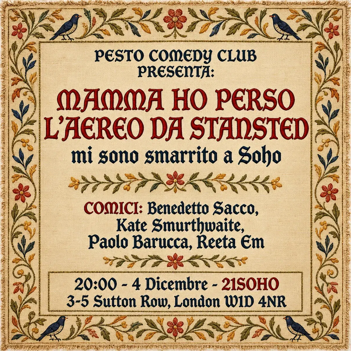 Pesto Comedy Club: Mamma Ho Perso L'aereo da Stansted — event artwork
