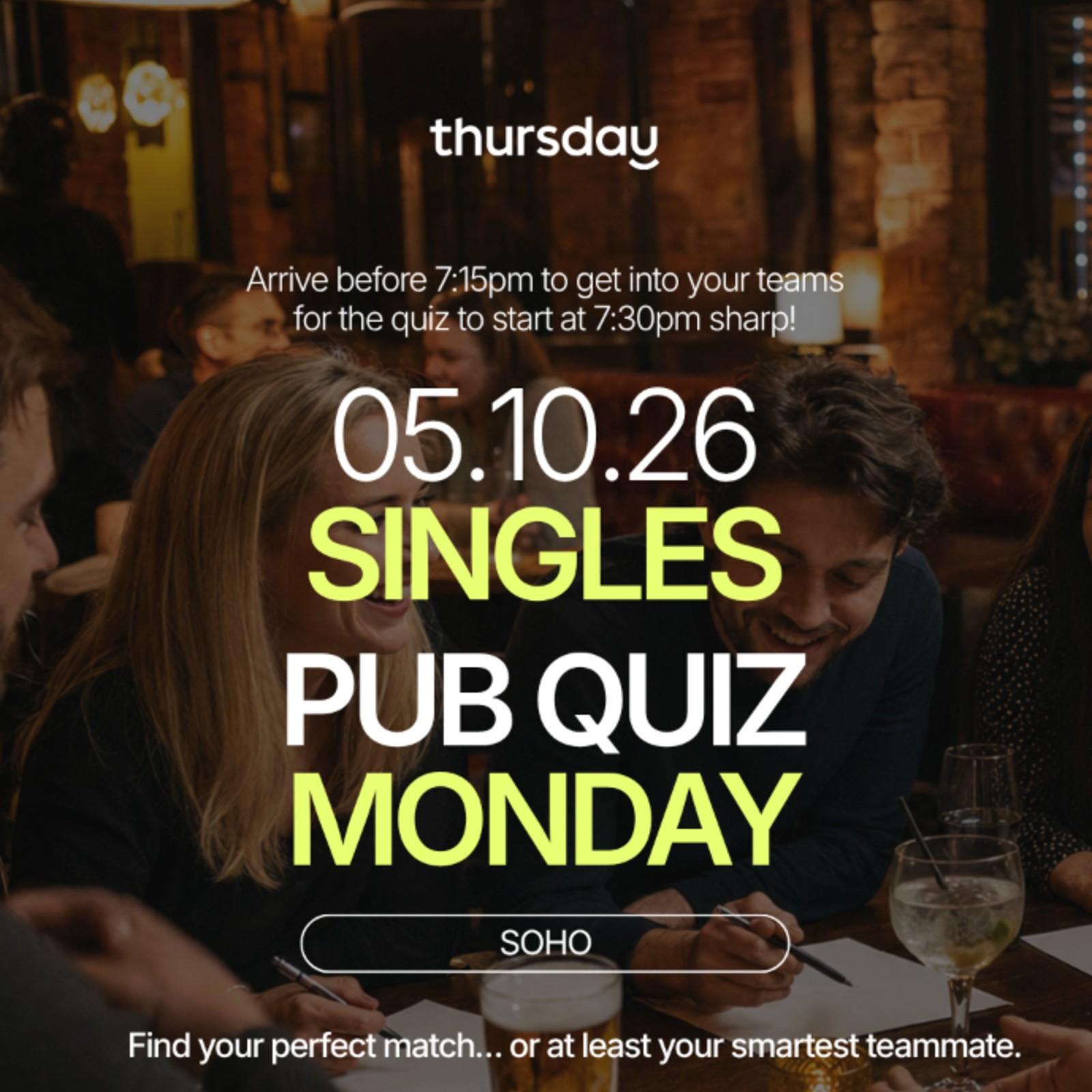 Monday | Singles Pub Quiz Night | Soho — event artwork